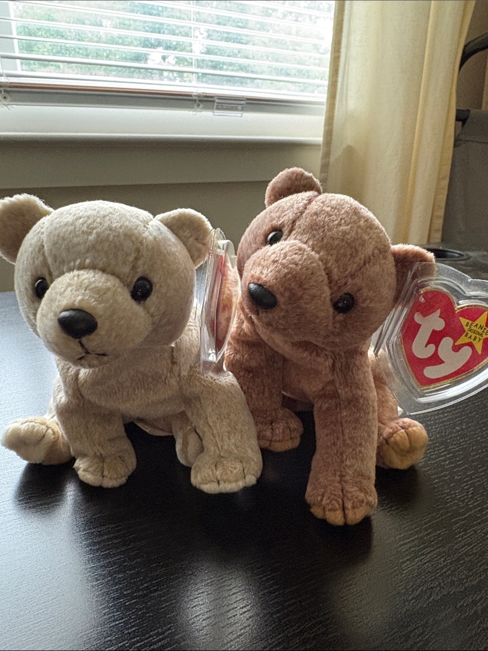 Ty Twin Bears Plush Pair in Cream and Brown